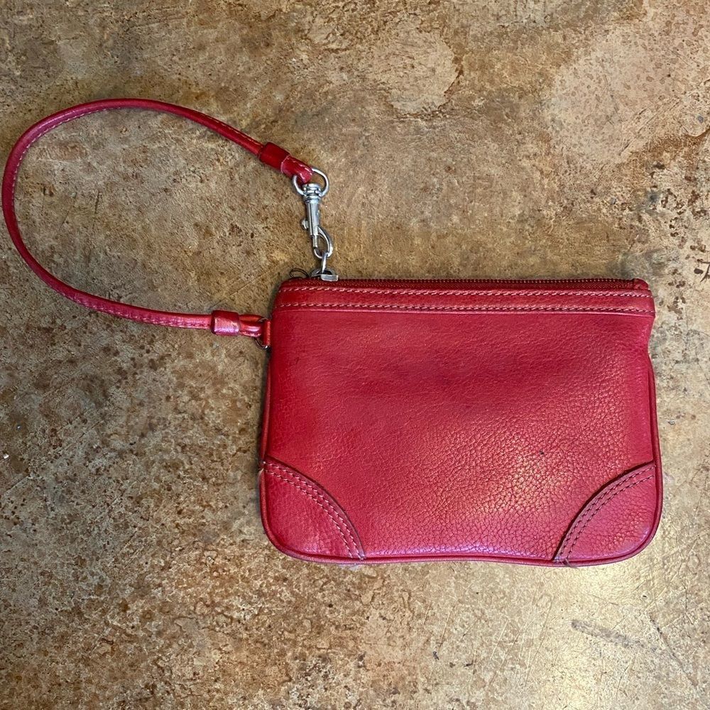 Vintage Fossil Fire Engine Red leather mini clutch‎ wristlet - Picture 3 of 7